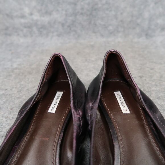 Vera Wang Shoes Womens 7.5 Ballet Flats Peep Toe Formal Wedding Purple Metallic - Picture 15 of 16